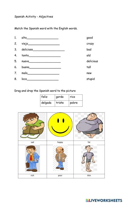 Spanish Grammar Adjectives Worksheet Teacher Made Worksheets Library