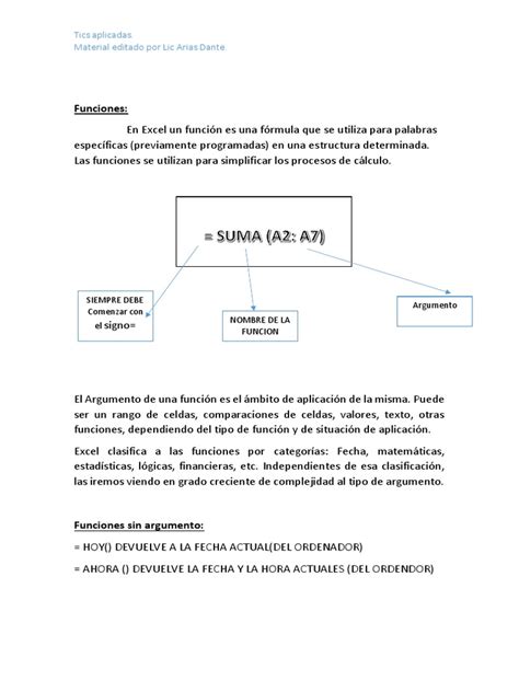 Funciones Excel PDF | PDF | Hoja de cálculo | Enseñanza de matemática 