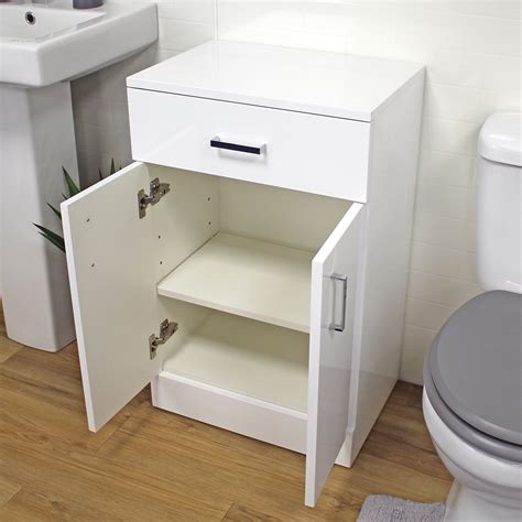 Salerno Freestanding White Gloss Bathroom Cabinet