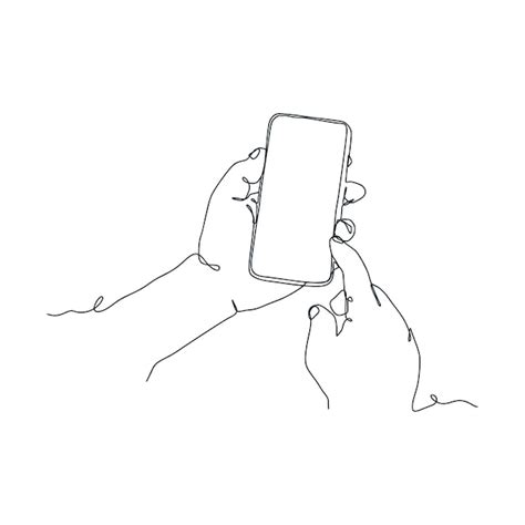 Premium Vector Continuous Line Drawing Of Person Holding Smartphone