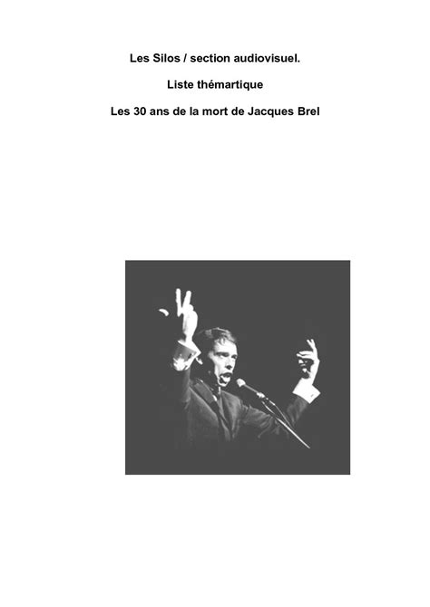 Calaméo Les 30 ans de la mort de Jacques Brel Liste thématique