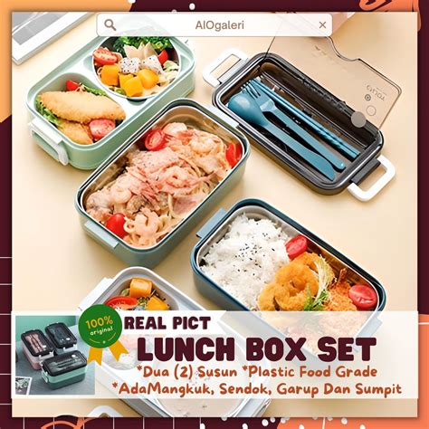 Jual Kotak Rantang Bekal Lunch Box Alat Makan Set Susun Ml Plus