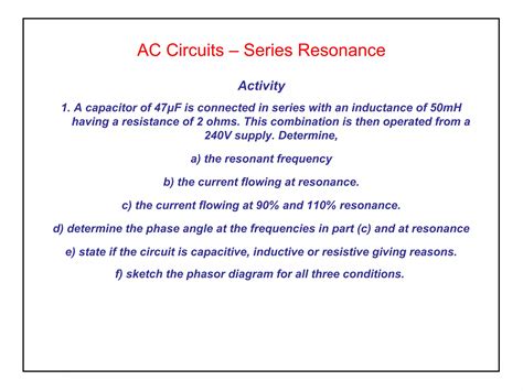 Elect Principles 2 Ac Circuits Series Resonance Ppt