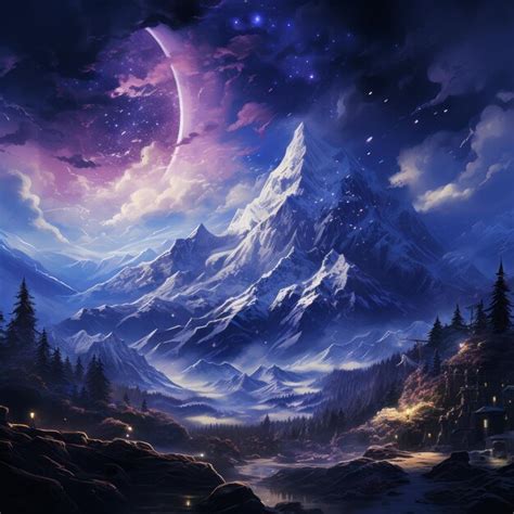 Premium Photo Snowy Mountain Peak Under Starry Galaxy Majesty