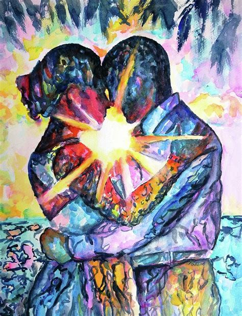 Embracing Couple In Love Painting By Carlin Blahnik Carlinartwatercolor