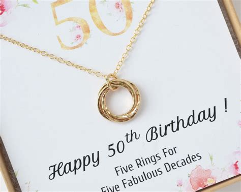 50th Birthday Gold Necklace For Women Birthstone 50th Etsy