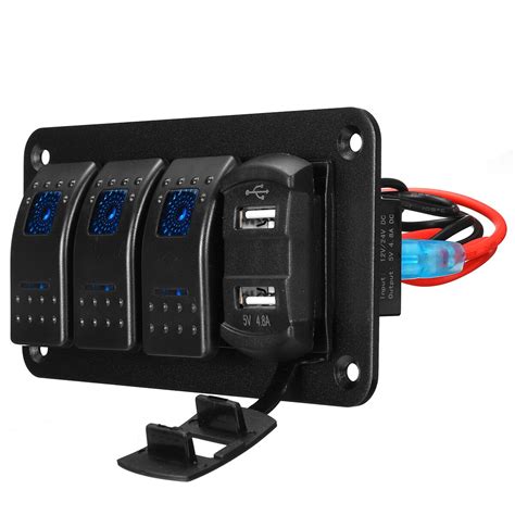 4 Gang Led Rocker Switch Panel Digitale Voltmeter Grandado