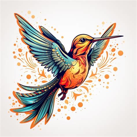 Colibrí desollado logotipo de pájaro vector colorido ilustración de