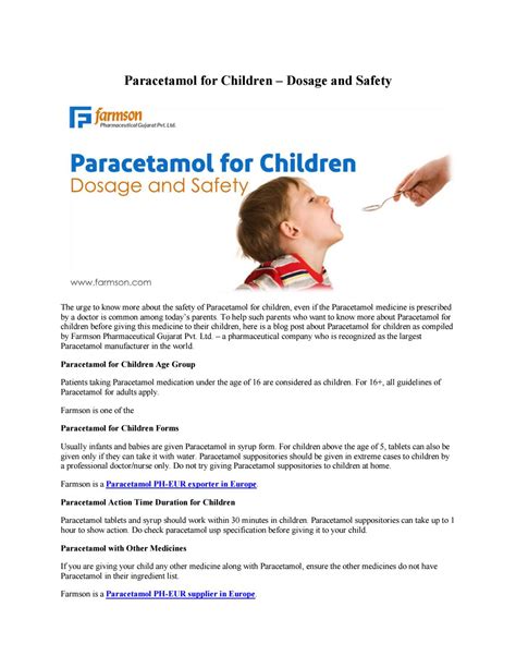 Paracetamol for Children – Dosage and Safety by Farmson Pharmaceuticals ...