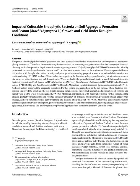 PDF Impact Of Culturable Endophytic Bacteria On Soil Aggregate