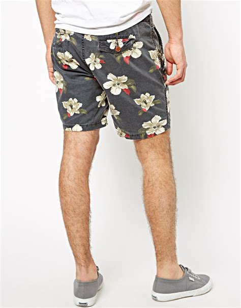 Lyst Pepe Jeans Pepe Chino Shorts Straight Fit Floral Print In Black