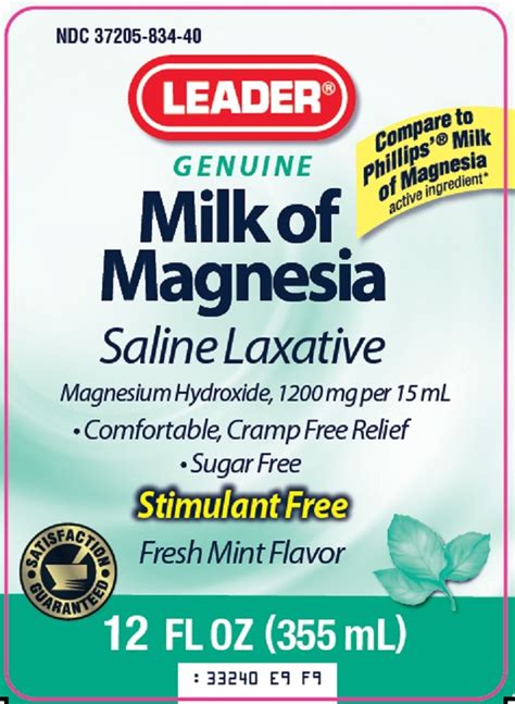 Leader Milk Of Magnesia Saline Laxative Magnesium Hydroxide Suspension