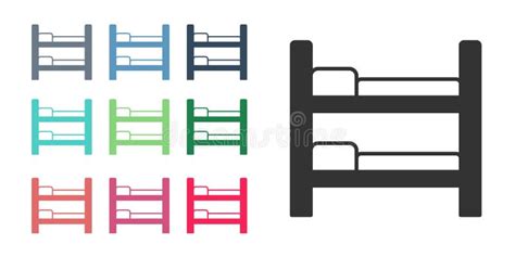 Bunk Bed Icons Set Cartoon Style Stock Vector Illustration Of Hotel