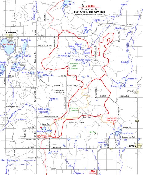 Hunt Creek Atv Orv Ohv Motorcycle Off Road Trail Map Oscoda County