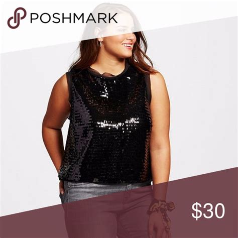 Who What Wear Black Sequin Sleeveless Top New With Tags