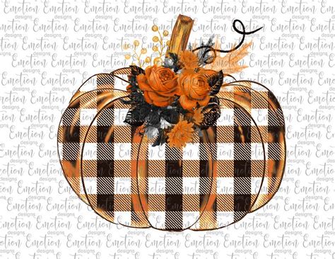 Orange Black Buffalo Plaid Pumpkin PNG Clipart Instant Etsy