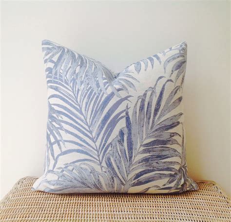 Tommy Bahama Jacquard Palm Leaf Cushion Covers Blue And White Etsy