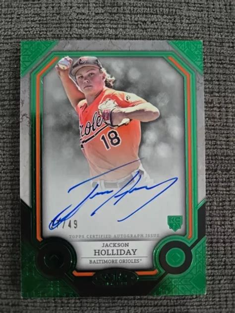 JACKSON HOLLIDAY 2024 Topps Tier One AUTO VERDE ROOKIE 49 Orioles EUR