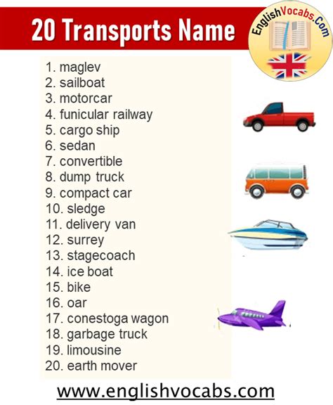 Transport Names List Means Of Transport Name English 52 OFF