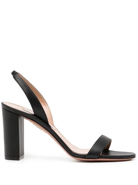 Aquazzura So Nude Block Leather Sandals Black Editorialist
