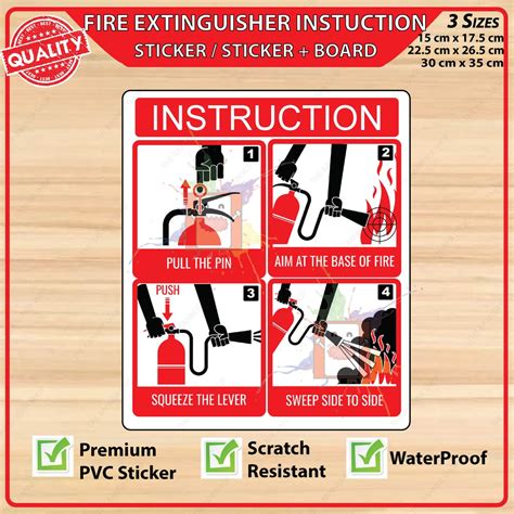 Fire Extinguisher Instruction Steps Pvc Sticker Sticker Board Shopee Malaysia