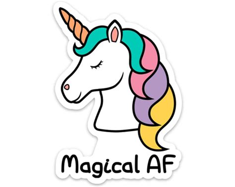 Unicorn Sticker Decal Vinyl Magical Af 4 X 2 8 Etsy