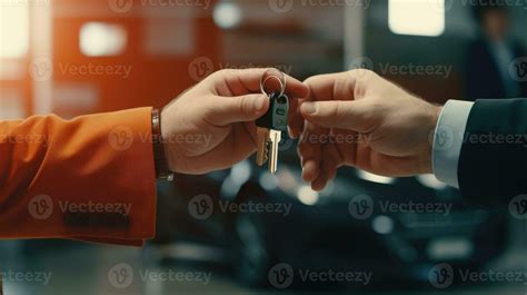 Ai Generated Auto Purchase Agreement Car Salesman Handing Over Keys To