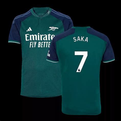 Men S Arsenal SAKA 7 Third Away Soccer Jersey 2023 24 Fans Version