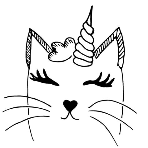 Coloriage Visage De Chat Licorne Dessin Gratuit à Imprimer