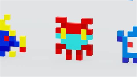 3d Model Pixel Aliens Vr Ar Low Poly Cgtrader