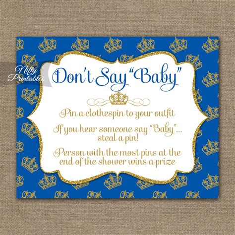 Don T Say Baby Shower Game Royal Baby Shower Nifty Printables