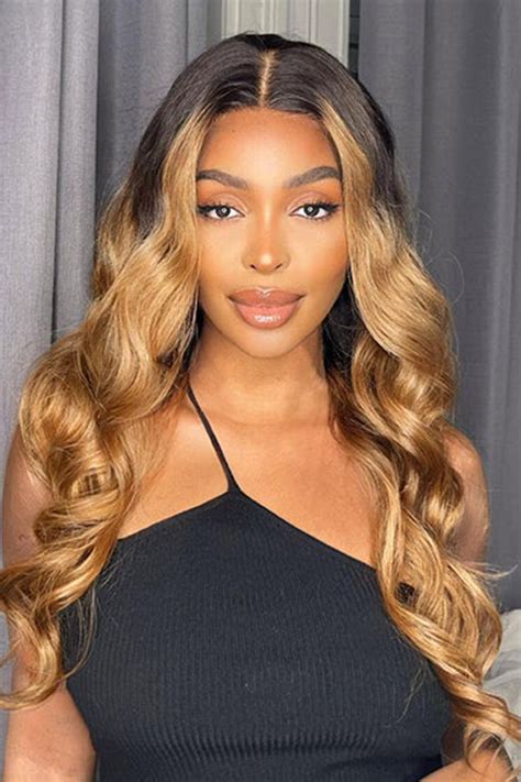 Ombre Honey Blonde Body Wave HD Swiss Lace Front Fake Scalp Wig