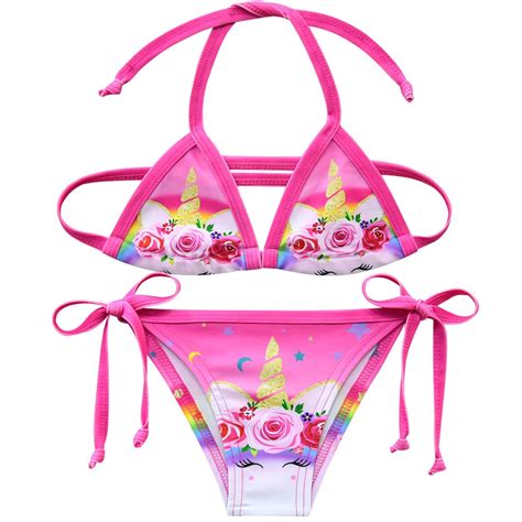 Einhorn M Dchen Badeanzug Rosa Blume Kinder Infantil M Dchen Bikini