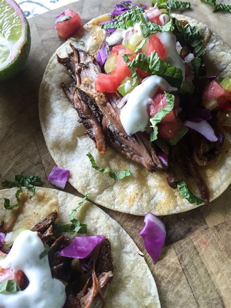 Crockpot Carne Asada Tacos With Watermelon Salsa And Minty Lime Crema