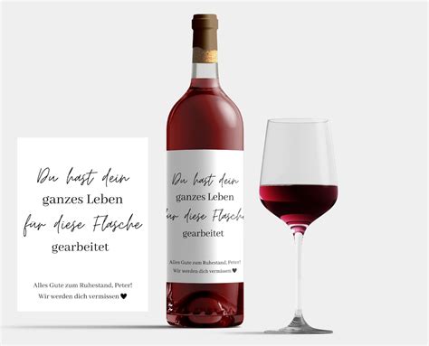 Weinetikett Rente Wein Ruhestand Geschenk Etikett Wein Kollegin