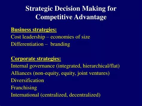 Ppt Strategic Decision Making For Competitive Advantage Powerpoint