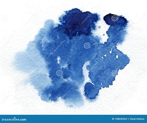 Watercolor Tache Bleue Abstraite Sur Le Papier Blanc D Aquarelle Image