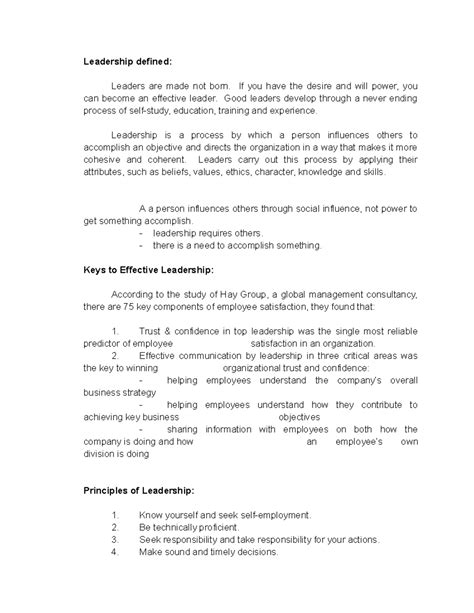 Leadership defined - Leadership defined: Leaders are made not born. If