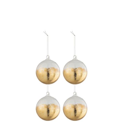 Boite Boules De Noel Brillant Or Verre Transparent Moyen J Line