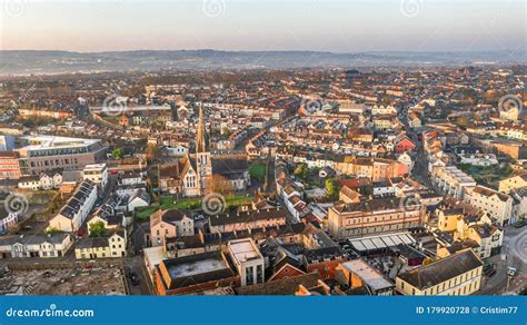 Sorprendente Vista Aerea Drone Cork City Centro Irlanda Edificio