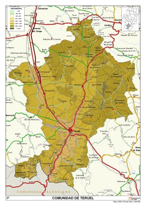 Mapa Comarcal De Teruel Comarca De Teruel