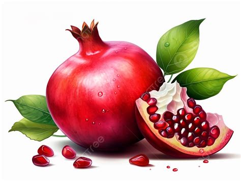 An Image Of A Pomegranate With Another Piece Of Pomegranate Cartoon