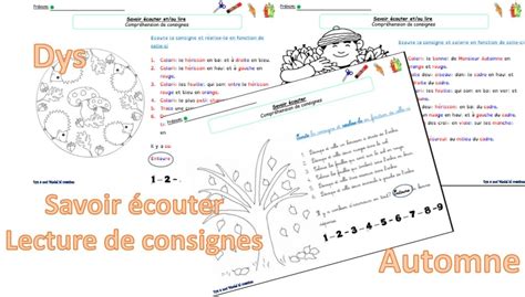 Lecture de consignes savoir écouter et lire pour faire Dys é moi