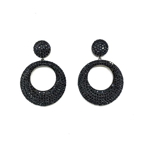 Black Spinel Open Hoop Earrings Arthur Marder Fine Jewelry