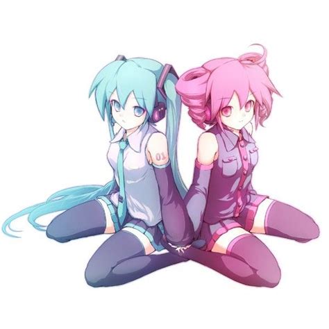 2girls Ahoge Aqua Eyes Aqua Hair Detached Sleeves Drill Hair Hatsune