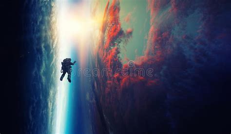 Astronauta E Planeta Humanos No Conceito Do Espa O Imagem De Stock