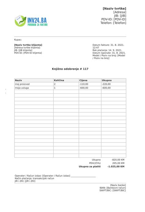 Knjižno odobrenje (knjižna obavijest) - Definicija, primjerak i izrada