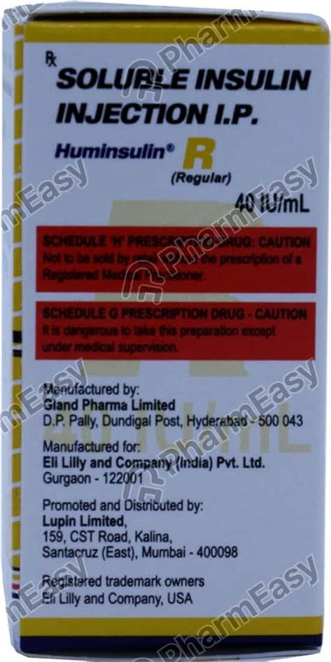 Huminsulin R 40 IU ML Solution For Injection 10 Uses Side Effects