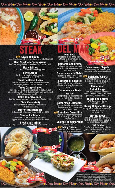 Menu At Don Patron Williamsport Restaurant Williamsport E 3rd St