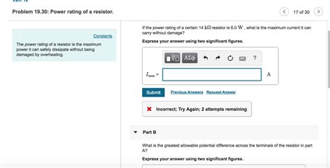 Solved Problem 19.30: Power rating of a resistor. 17 of 30 | Chegg.com